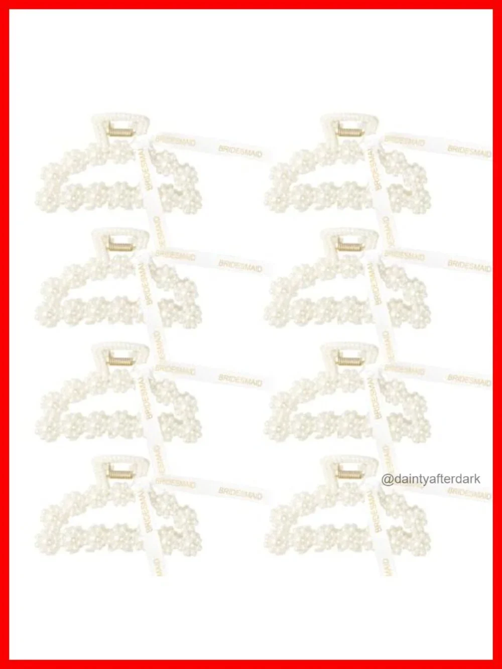 8 Pack Pearl Bridesmaid Hair Claw Clips with Ribbon Large Hair Accessories